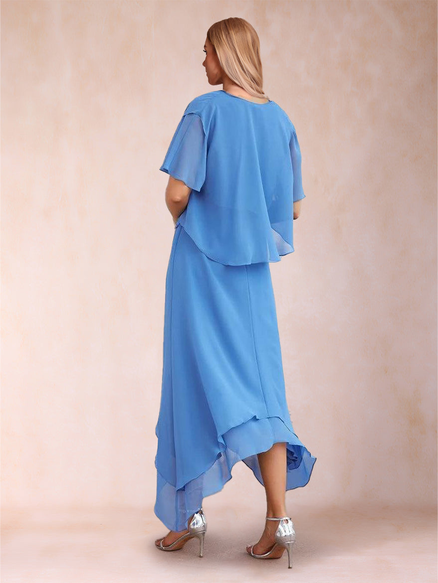 A-Line/Princess V-Neck Sleeveless Ankle-Length Two Piece Mother of the Bride Dresses with Jacket