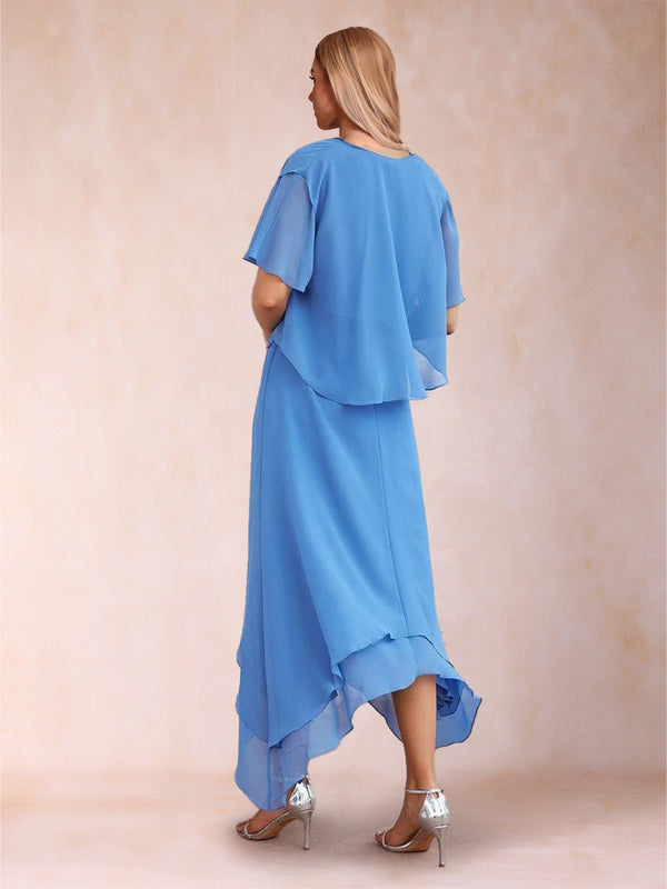 A-Line/Princess V-Neck Sleeveless Ankle-Length Two Piece Mother of the Bride Dresses with Jacket