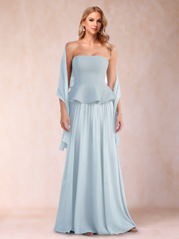 A-Line/Princess Strapless Sleeveless Floor-Length Mother of the Bride Dresses with Ruffles