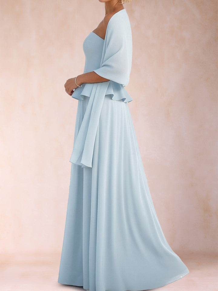A-Line/Princess Strapless Sleeveless Floor-Length Mother of the Bride Dresses with Ruffles