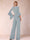 Jumpsuits V-Neck 3/4 Sleeves Floor-Length Mother of the Bride Pantsuit with 3D Flower
