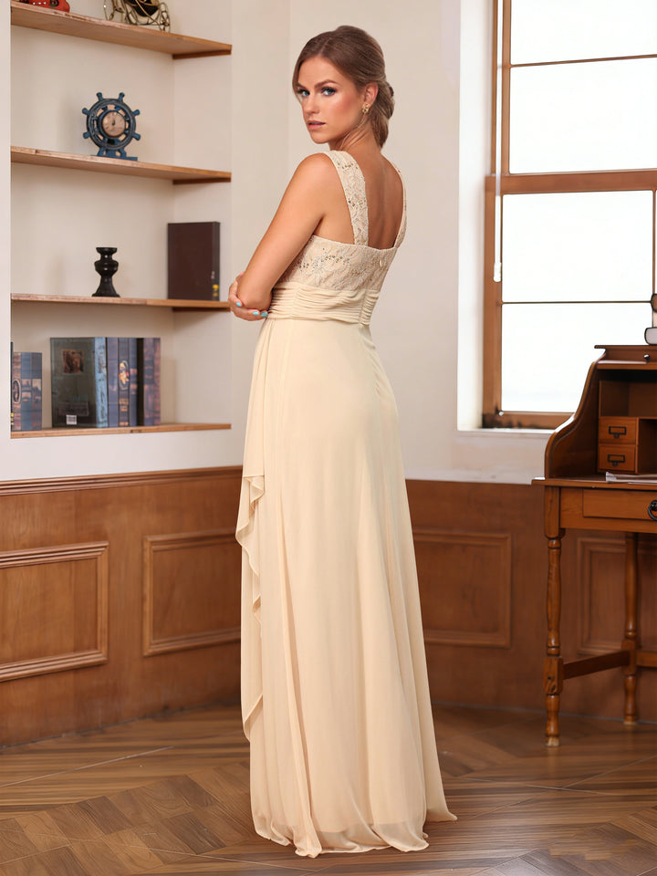 A-Line/Princess Square Neck Sleeveless Floor-Length Mother of the Bride Dresses with Sequins