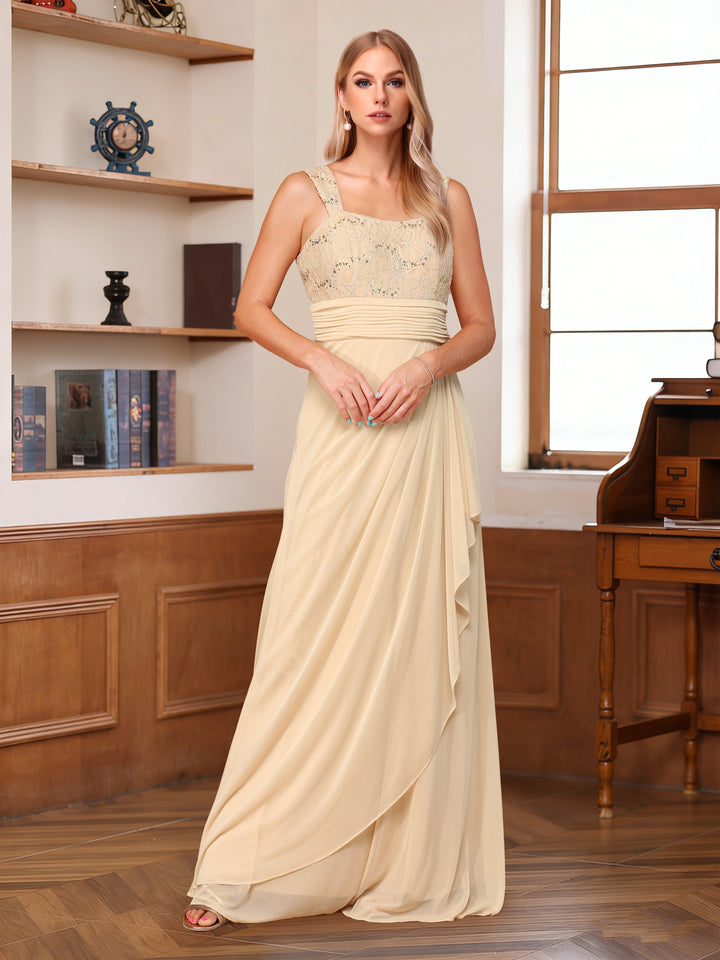 A-Line/Princess Square Neck Sleeveless Floor-Length Mother of the Bride Dresses with Sequins