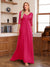 A-Line/Princess V-Neck Half Sleeves Floor-Length Mother of the Bride Dresses with Lace & Sequins