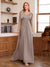 A-Line/Princess V-Neck Half Sleeves Floor-Length Mother of the Bride Dresses with Lace & Sequins