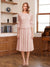 A-Line/Princess Scoop Half Sleeves Tea-Length Mother of the Bride Dresses with Lace&Embroidery