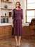 A-Line/Princess Scoop Half Sleeves Tea-Length Mother of the Bride Dresses with Lace&Embroidery