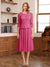 A-Line/Princess Scoop Half Sleeves Tea-Length Mother of the Bride Dresses with Lace&Embroidery