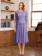 A-Line/Princess Scoop Half Sleeves Tea-Length Mother of the Bride Dresses with Lace&Embroidery