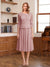 A-Line/Princess Scoop Half Sleeves Tea-Length Mother of the Bride Dresses with Lace&Embroidery