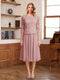 A-Line/Princess Scoop Half Sleeves Tea-Length Mother of the Bride Dresses with Lace&Embroidery