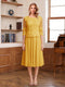 A-Line/Princess Scoop Half Sleeves Tea-Length Mother of the Bride Dresses with Lace&Embroidery