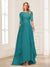 A-Line/Princess Scoop Half Sleeves Floor-Length Mother of the Bride Dresses with Lace