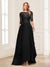 A-Line/Princess Scoop Half Sleeves Floor-Length Mother of the Bride Dresses with Lace