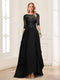A-Line/Princess Scoop Half Sleeves Floor-Length Mother of the Bride Dresses with Lace