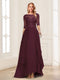 A-Line/Princess Scoop Half Sleeves Floor-Length Mother of the Bride Dresses with Lace