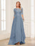 A-Line/Princess Scoop Half Sleeves Floor-Length Mother of the Bride Dresses with Lace