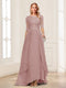 A-Line/Princess Scoop Half Sleeves Floor-Length Mother of the Bride Dresses with Lace