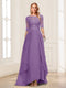 A-Line/Princess Scoop Half Sleeves Floor-Length Mother of the Bride Dresses with Lace