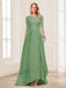 A-Line/Princess Scoop Half Sleeves Floor-Length Mother of the Bride Dresses with Lace