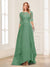 A-Line/Princess Scoop Half Sleeves Floor-Length Mother of the Bride Dresses with Lace