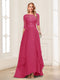 A-Line/Princess Scoop Half Sleeves Floor-Length Mother of the Bride Dresses with Lace