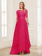 A-Line/Princess Scoop Half Sleeves Floor-Length Mother of the Bride Dresses with Lace