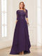 A-Line/Princess Scoop Half Sleeves Floor-Length Mother of the Bride Dresses with Lace