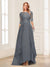 A-Line/Princess Scoop Half Sleeves Floor-Length Mother of the Bride Dresses with Lace