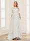 A-Line/Princess Scoop Half Sleeves Floor-Length Mother of the Bride Dresses with Lace