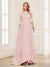 A-Line/Princess Scoop Half Sleeves Floor-Length Mother of the Bride Dresses with Lace