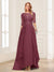 A-Line/Princess Scoop Half Sleeves Floor-Length Mother of the Bride Dresses with Lace