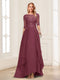 A-Line/Princess Scoop Half Sleeves Floor-Length Mother of the Bride Dresses with Lace