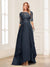 A-Line/Princess Scoop Half Sleeves Floor-Length Mother of the Bride Dresses with Lace