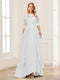 A-Line/Princess Scoop Half Sleeves Floor-Length Mother of the Bride Dresses with Lace