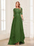 A-Line/Princess Scoop Half Sleeves Floor-Length Mother of the Bride Dresses with Lace