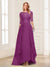 A-Line/Princess Scoop Half Sleeves Floor-Length Mother of the Bride Dresses with Lace