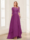 A-Line/Princess Scoop Half Sleeves Floor-Length Mother of the Bride Dresses with Lace