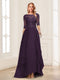 A-Line/Princess Scoop Half Sleeves Floor-Length Mother of the Bride Dresses with Lace