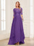 A-Line/Princess Scoop Half Sleeves Floor-Length Mother of the Bride Dresses with Lace