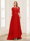 A-Line/Princess Scoop Half Sleeves Floor-Length Mother of the Bride Dresses with Lace