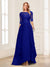 A-Line/Princess Scoop Half Sleeves Floor-Length Mother of the Bride Dresses with Lace