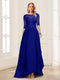 A-Line/Princess Scoop Half Sleeves Floor-Length Mother of the Bride Dresses with Lace