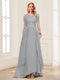 A-Line/Princess Scoop Half Sleeves Floor-Length Mother of the Bride Dresses with Lace