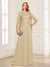 A-Line/Princess Scoop Half Sleeves Floor-Length Mother of the Bride Dresses with Lace&Ruched