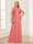 A-Line/Princess Scoop Half Sleeves Floor-Length Mother of the Bride Dresses with Lace&Ruched