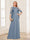 A-Line/Princess Scoop Half Sleeves Floor-Length Mother of the Bride Dresses with Lace&Ruched