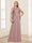 A-Line/Princess Scoop Half Sleeves Floor-Length Mother of the Bride Dresses with Lace&Ruched
