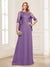 A-Line/Princess Scoop Half Sleeves Floor-Length Mother of the Bride Dresses with Lace&Ruched