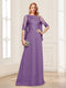 A-Line/Princess Scoop Half Sleeves Floor-Length Mother of the Bride Dresses with Lace&Ruched